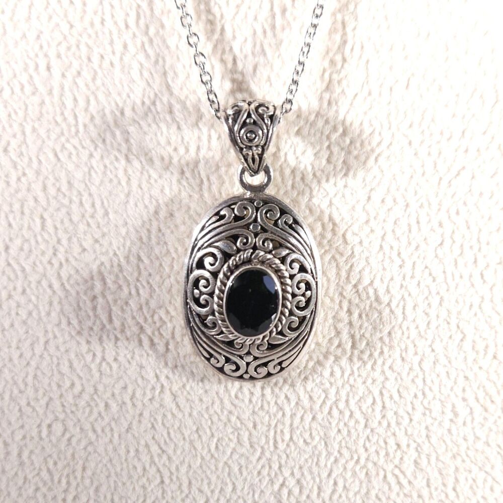 Bali Chrome Diopside Pendant Necklace and Stainless Steel Chain